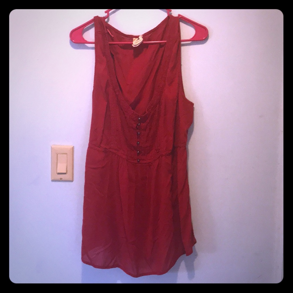 Red top that ties in back.